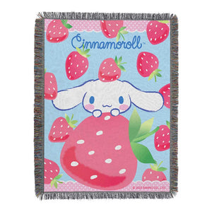 Sanrio Cinnamoroll Strawberry Surprise Woven Tapestry Throw Blanket 48x60 Inches