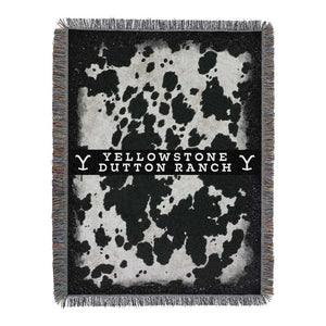 Paramount Yellowstone Cowhide Woven Woven Tapestry Throw Blanket 48x60 Inches