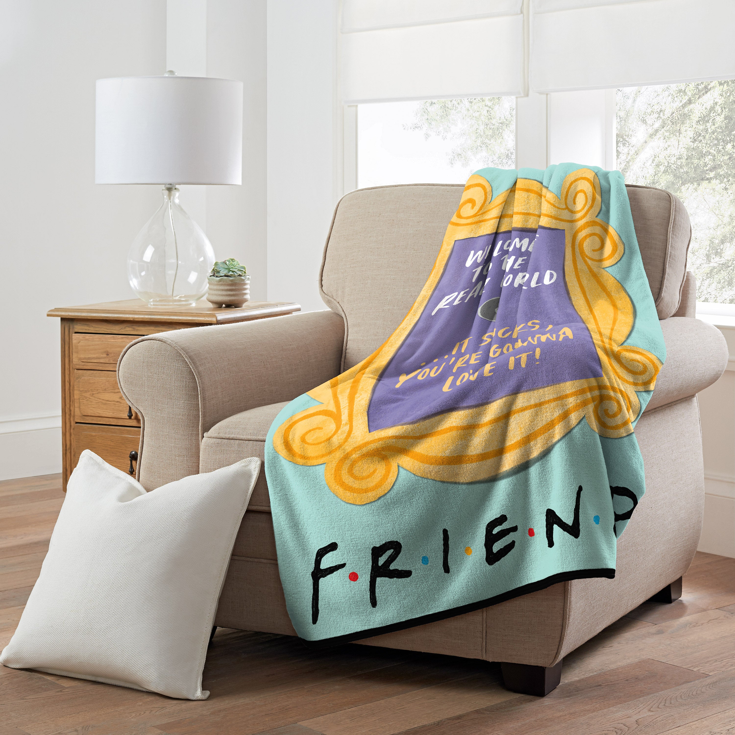 Warner Bros. Friends Real World Sucks Micro Raschel Throw Blanket 46x60 Inches