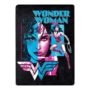 Warner Bros. Wonder Woman Truth Compassion Strength Micro Raschel Throw Blanket 46x60 Inches