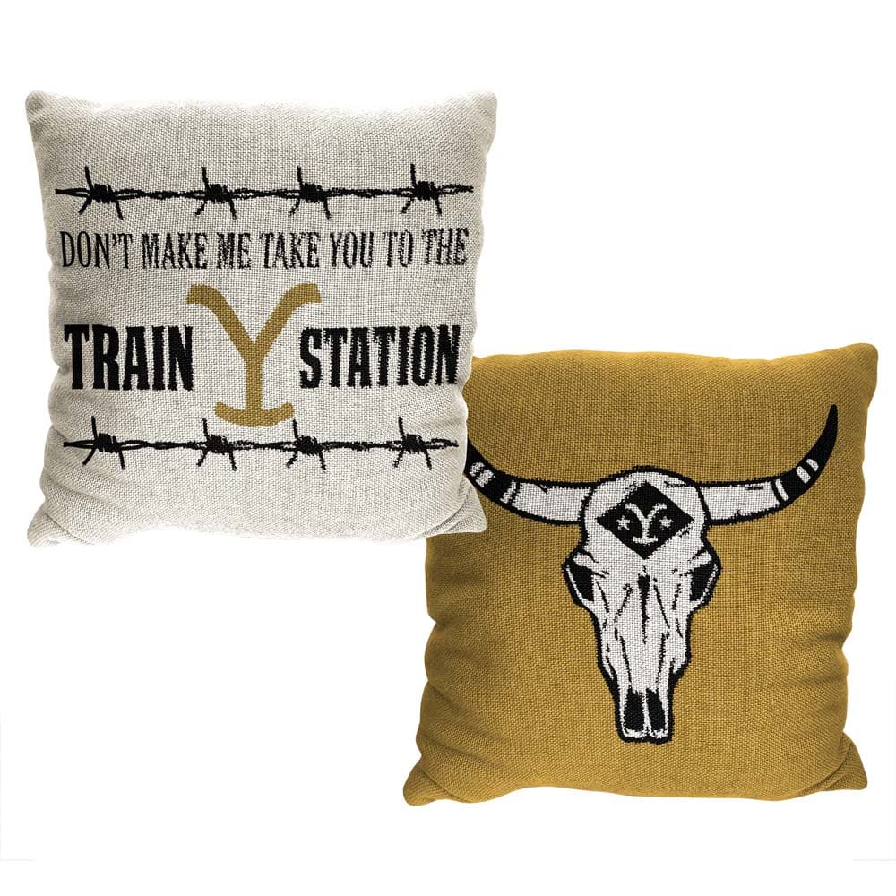 Paramount Yellowstone Train Station Double Sided Jacquard Throw Pillow 20x20 Inches