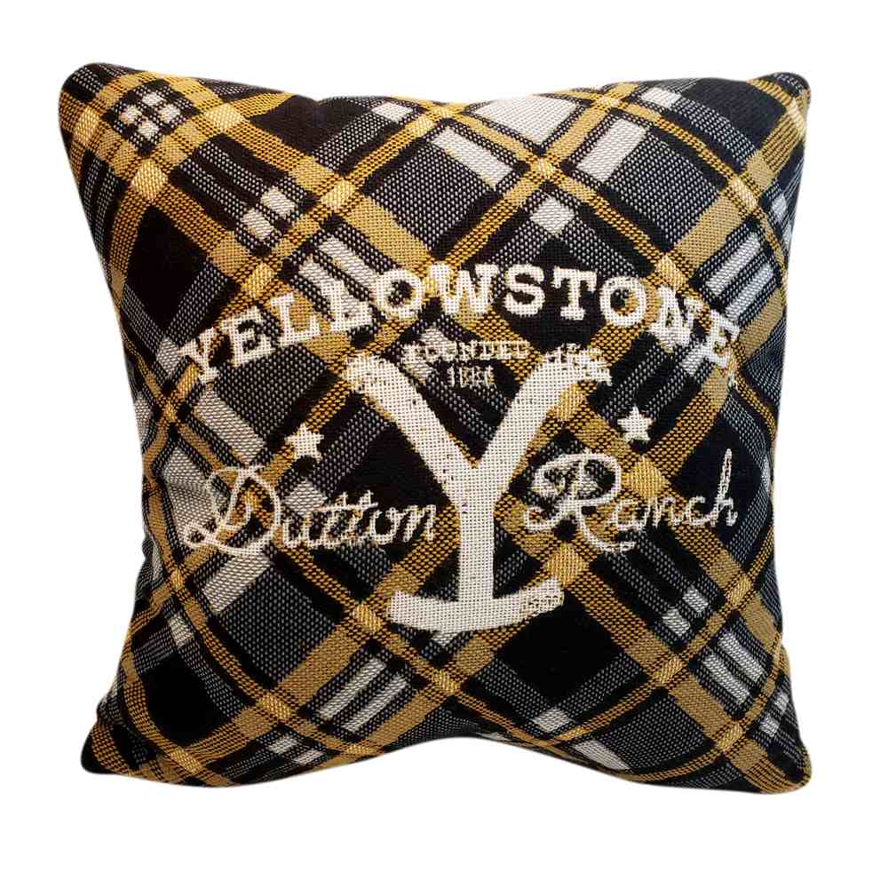 Paramount Yellowstone Rancher Plaid Double Sided Jacquard Throw Pillow 20x20 Inches