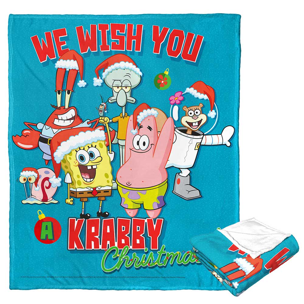 Nickelodeon Spongebob Squarepants Krabby Christmas Silk Touch Throw Blanket 50x60 Inches