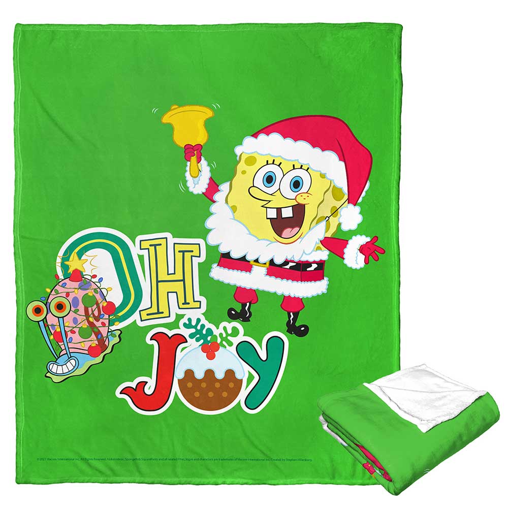 Nickelodeon Spongebob Squarepants Oh Joyful Holiday Silk Touch Throw Blanket 50x60 Inches