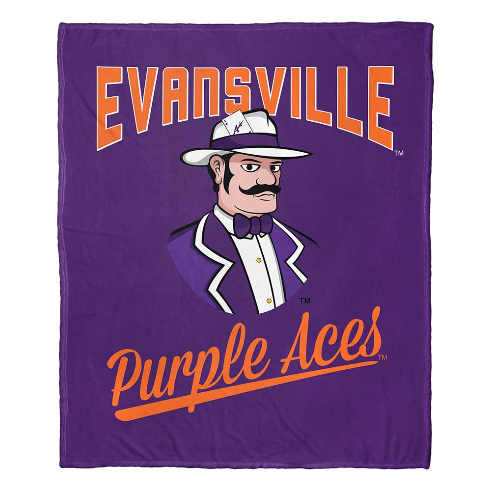 NCAA Evansville Purple Aces Alumni Silk Touch Throw Blanket 50x60 Inches