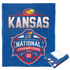 NCAA 2022 NCAA National Basketball Champions Kansas Jayhawks Silk Touch Throw Blanket 50x60 Inches