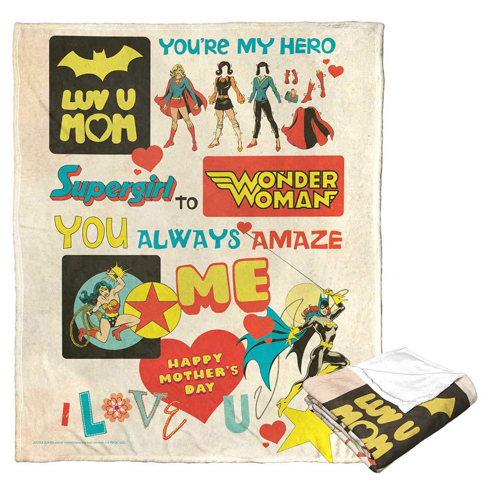 Warner Bros. Justice League Super Mom Silk Touch Throw Blanket 50x60 Inches