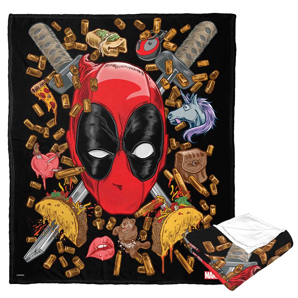 Marvel Everything Deadpool Silk Touch Throw Blanket 50x60 Inches