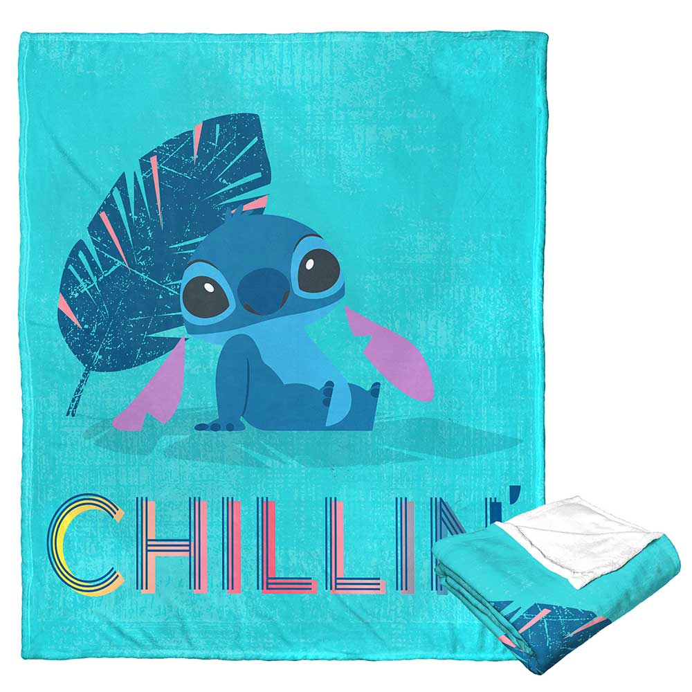 Disney Lilo and Stitch Chillin and Thrillin Silk Touch Throw Blanket 50x60 Inches