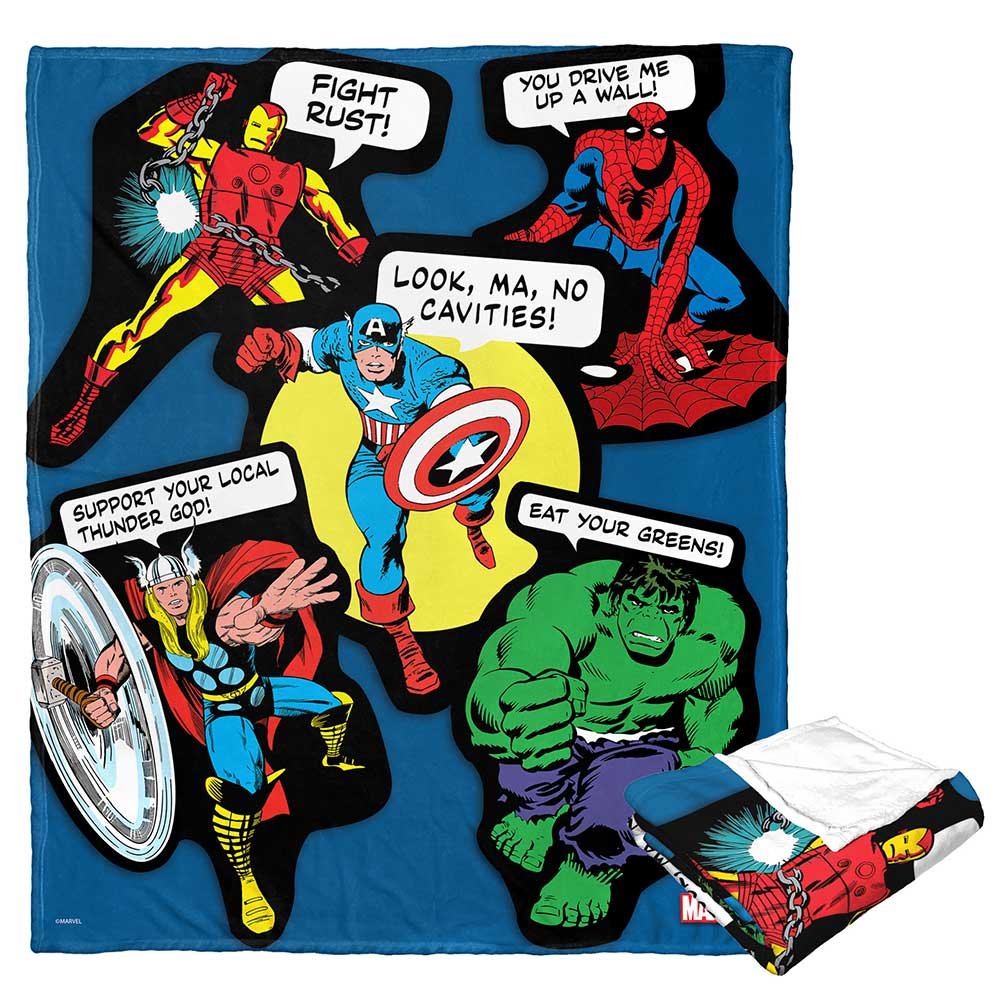 Marvel Comics Avengers Stickers Silk Touch Throw Blanket 50x60 Inches