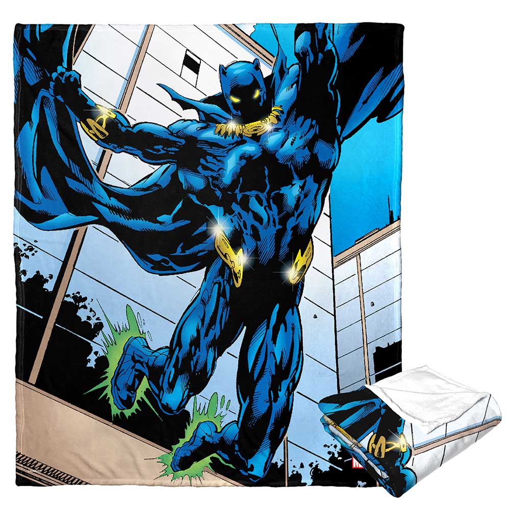 Marvel Black Panther Jumping Off Silk Touch Throw Blanket 50x60 Inches