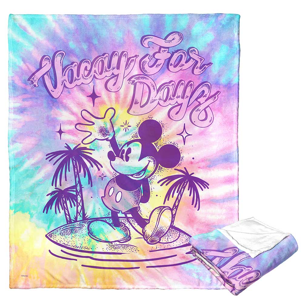 Disney Mickey Mouse Vacay Tie Dye Silk Touch Throw Blanket 50x60 Inches