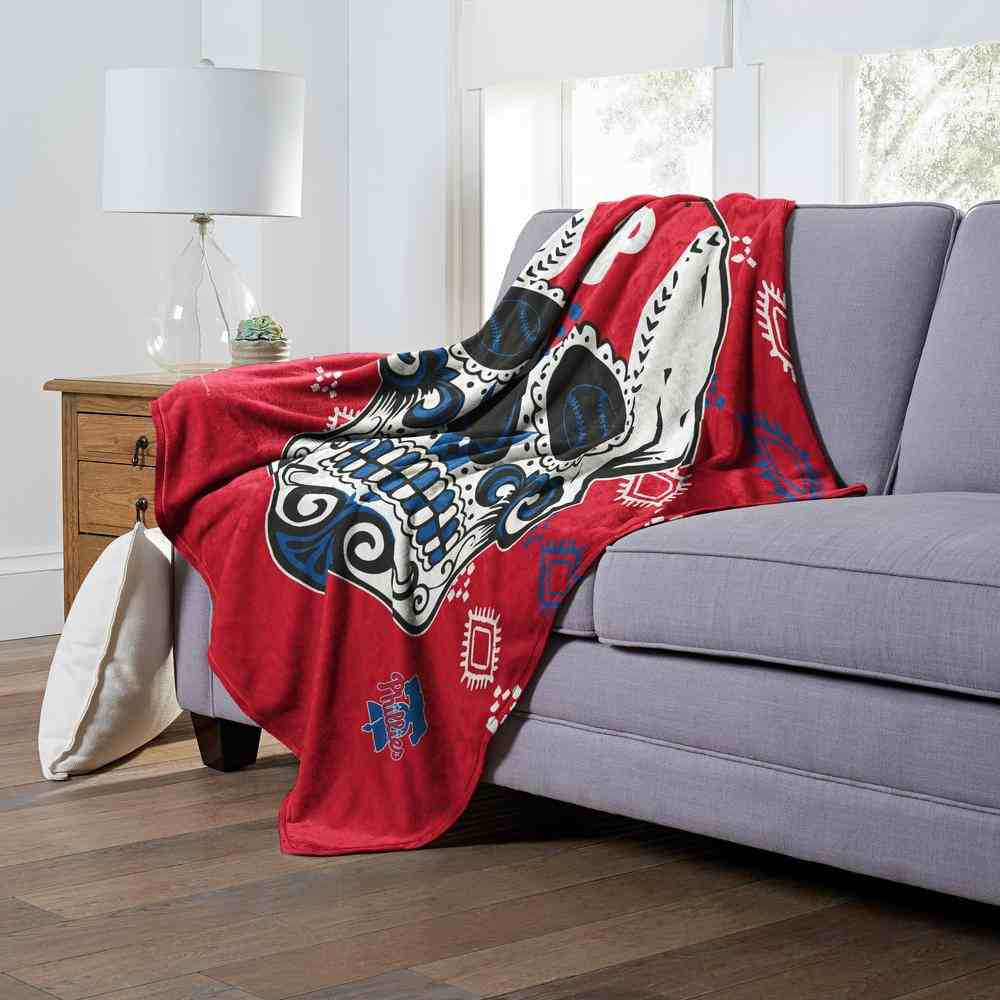 MLB Philadelphia Phillies Candy Skull Silk Touch Throw Blanket 50x60 Inches