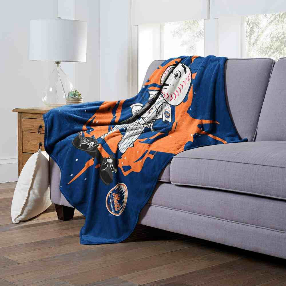MLB New York Mets Mascot Silk Touch Throw Blanket 50x60 Inches
