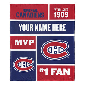 NHL Montreal Canadiens Colorblock Personalized Silk Touch Throw Blanket 50x60 Inches