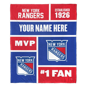 NHL New York Rangers Colorblock Personalized Silk Touch Throw Blanket 50x60 Inches
