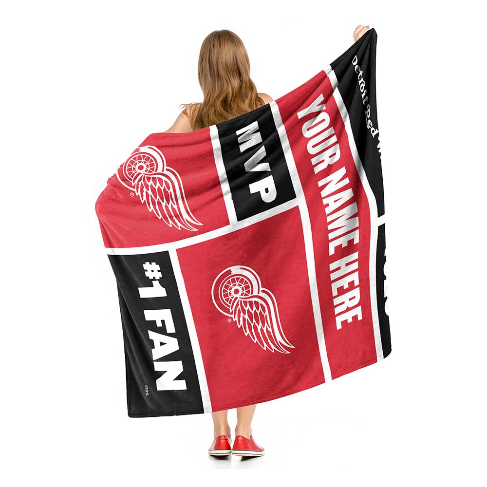 Detroit Red online Wings, Teen/Adult Fleece Blanket with a red satin trim