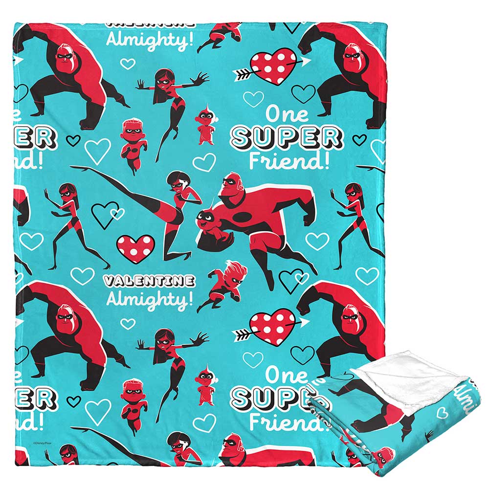 Disney Pixar The Incredibles Super Valentine Silk Touch Throw Blanket 50x60 Inches