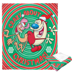 Nickelodeon Nick Rewind Ren And Stimpy Crazy About Christmas Silk Touch Throw Blanket 50x60 Inches