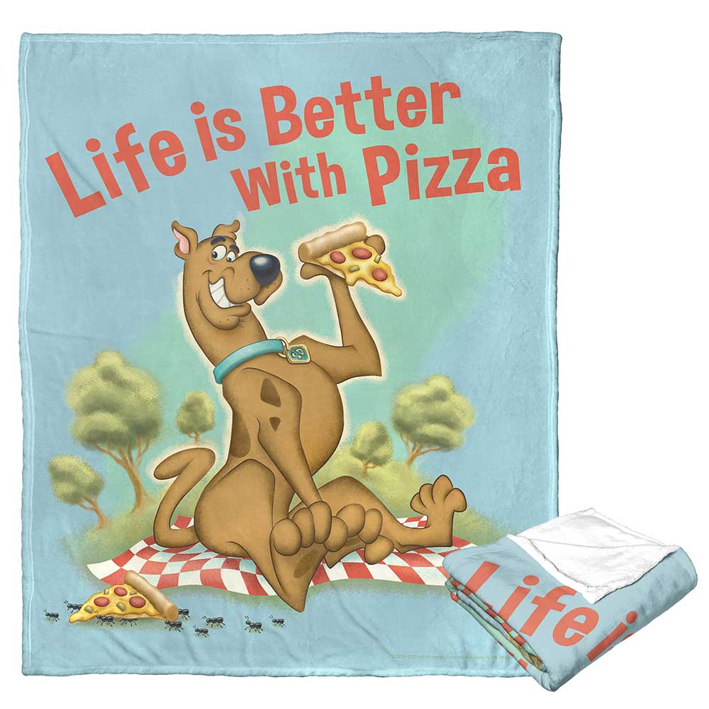 Warner Bros. Scooby-Doo Pizza Is Life Silk Touch Throw Blanket 50x60 Inches