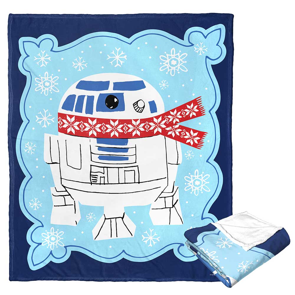 Disney Star Wars Snowy R2 D2 Silk Touch Throw Blanket 50x60 Inches