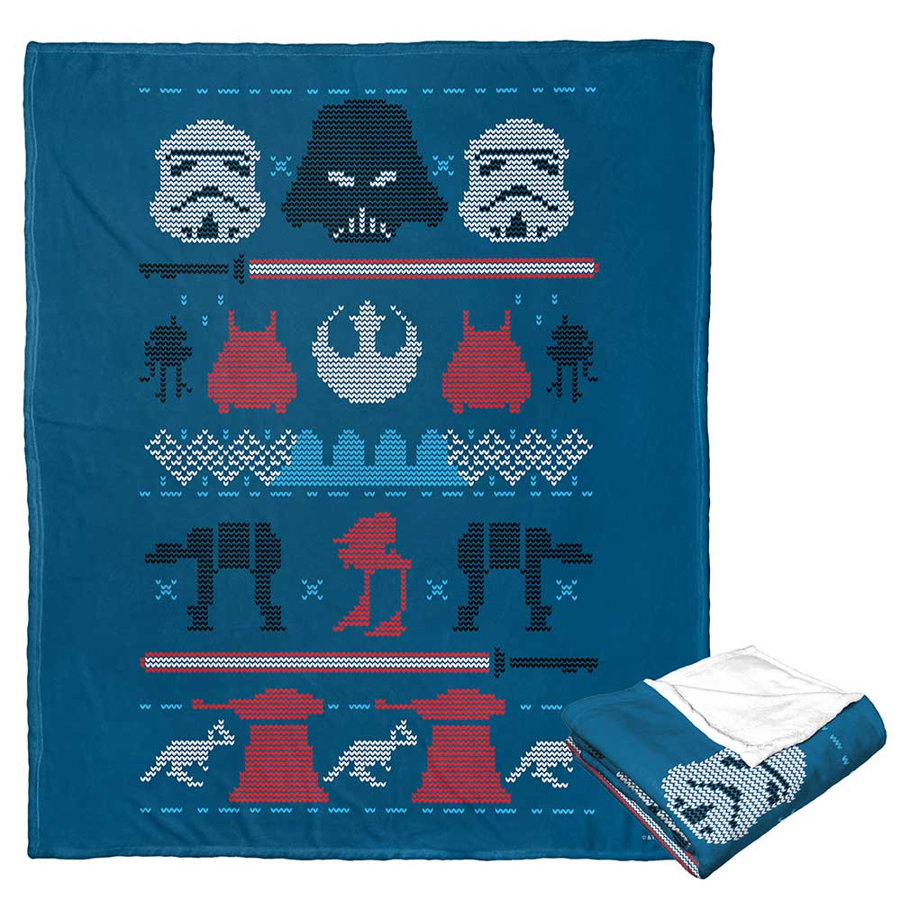 Disney Star Wars Vader Xmas Sweater Silk Touch Throw Blanket 50x60 Inches