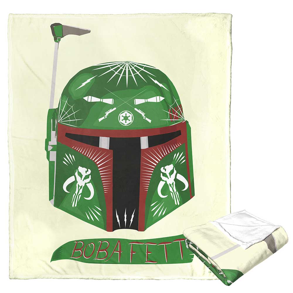 Disney Star Wars Boba Fett Decorated Helmet Silk Touch Throw Blanket 50x60 Inches