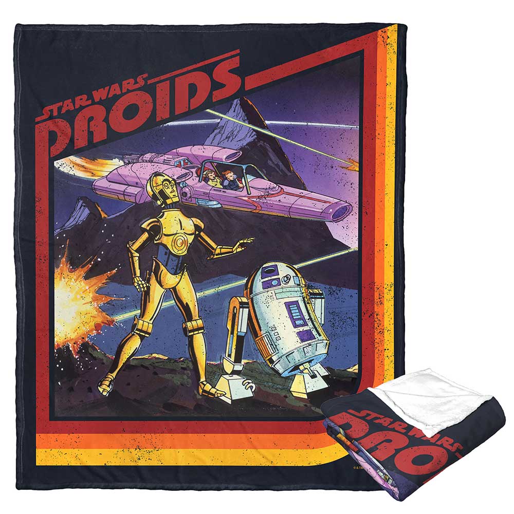 Disney Star Wars Retro Droids Silk Touch Throw Blanket 50x60 Inches