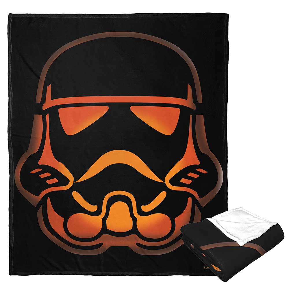 Disney Star Wars Storm Trooper Jack O' Lantern Silk Touch Throw Blanket 50x60 Inches