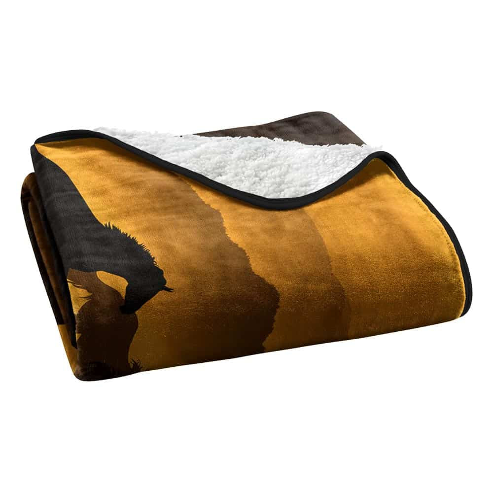 Paramount Yellowstone Wild Horses Silk Touch Sherpa Throw Blanket Twin Size 60x80 Inches