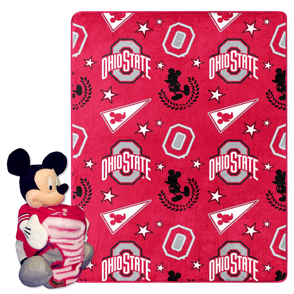 NCAA Ohio State Buckeyes Pennant Mickey Hugger Pillow & Silk Touch Throw Set