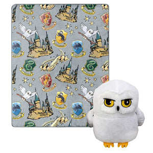 Warner Bros. Harry Potter Hedwig Magic Silk Touch Throw Blanket with Plush Hugger 40x50 Inches