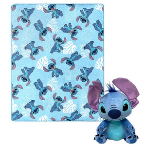 Disney Lilo and Stitch Classic Palms Character Hugger Pillow and Silk Touch Throw Blanket Set 40x50 Inches