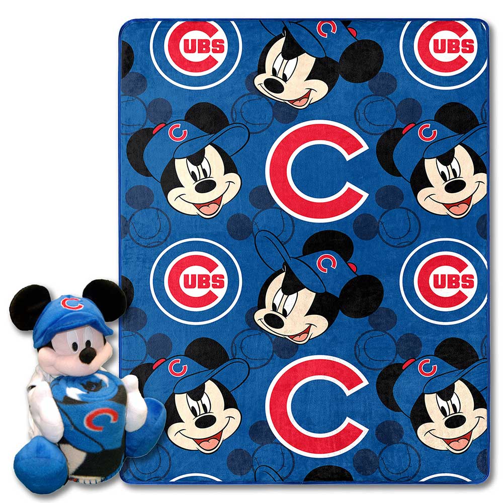 MLB Chicago Cubs Pitch Crazy Mickey Hugger Pillow & Silk Touch Throw Blanket Set 40x50 Inches