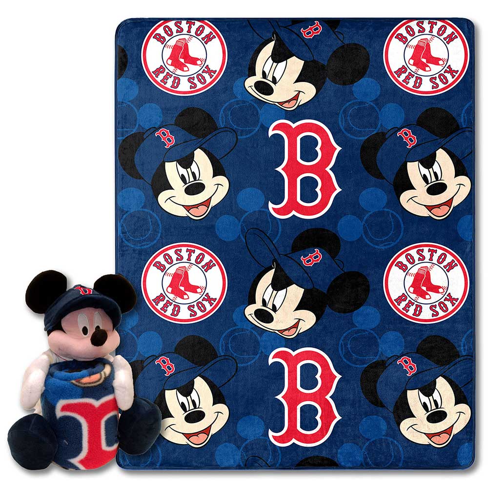 MLB Boston Red Sox Pitch Crazy Mickey Hugger Pillow & Silk Touch Throw Blanket Set 40x50 Inches