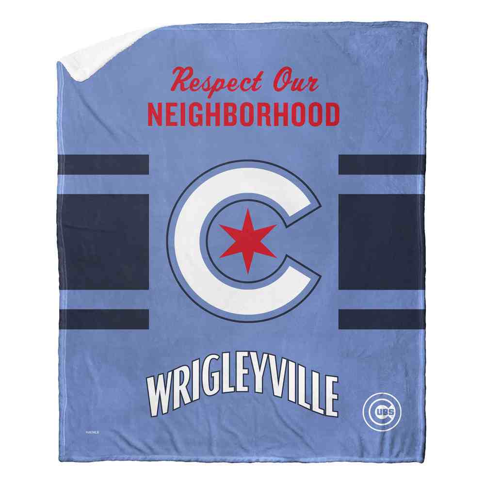 MLB Chicago Cubs City Connect Silk Touch Sherpa Throw Blanket 50x60 Inches