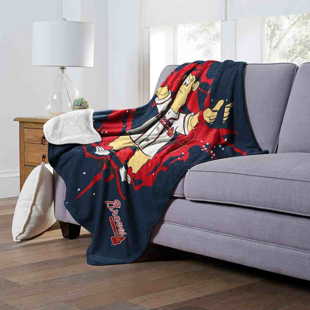 MLB Atlanta Braves Mascot Silk Touch Sherpa Throw Blanket 50x60 Inches