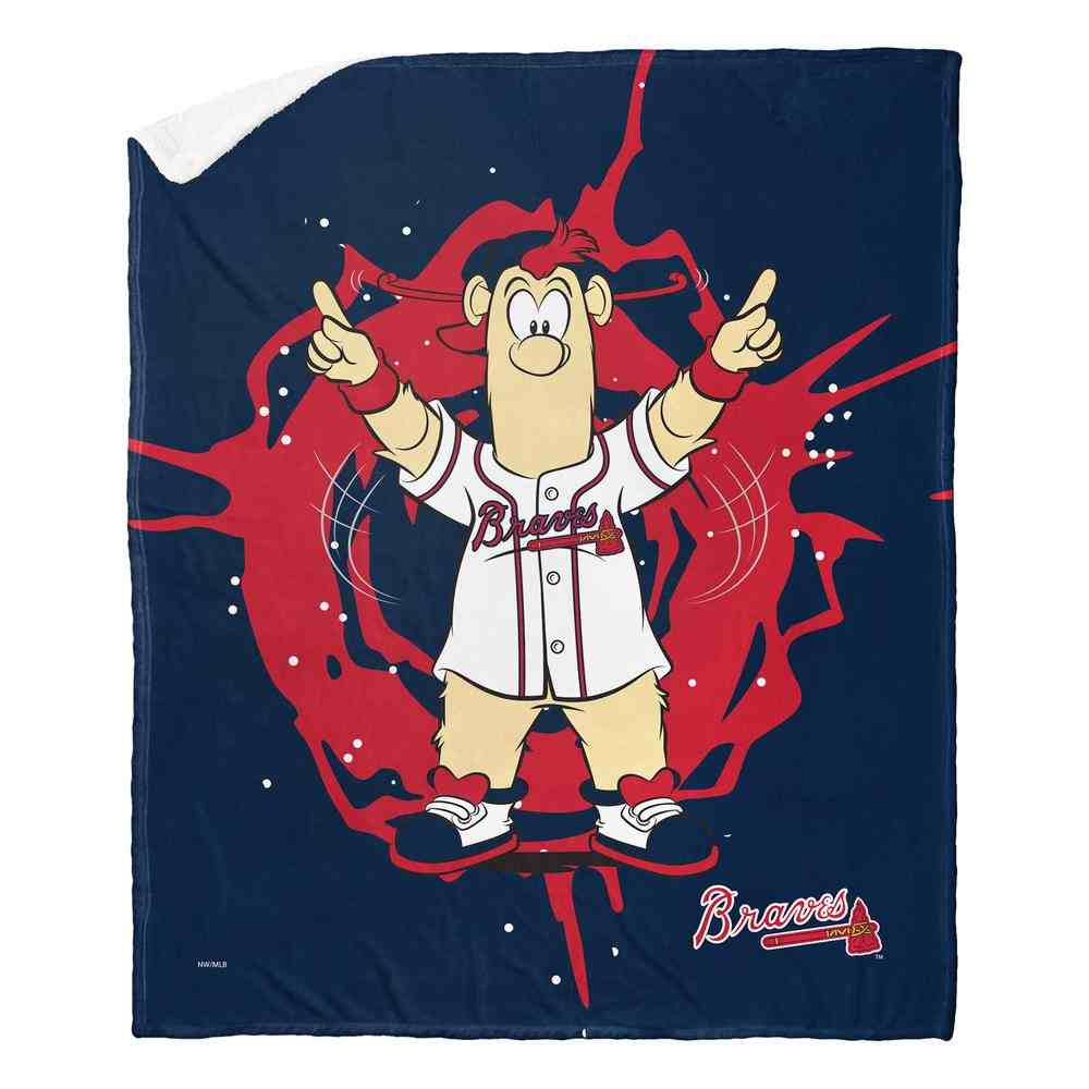 MLB Atlanta Braves Mascot Silk Touch Sherpa Throw Blanket 50x60 Inches