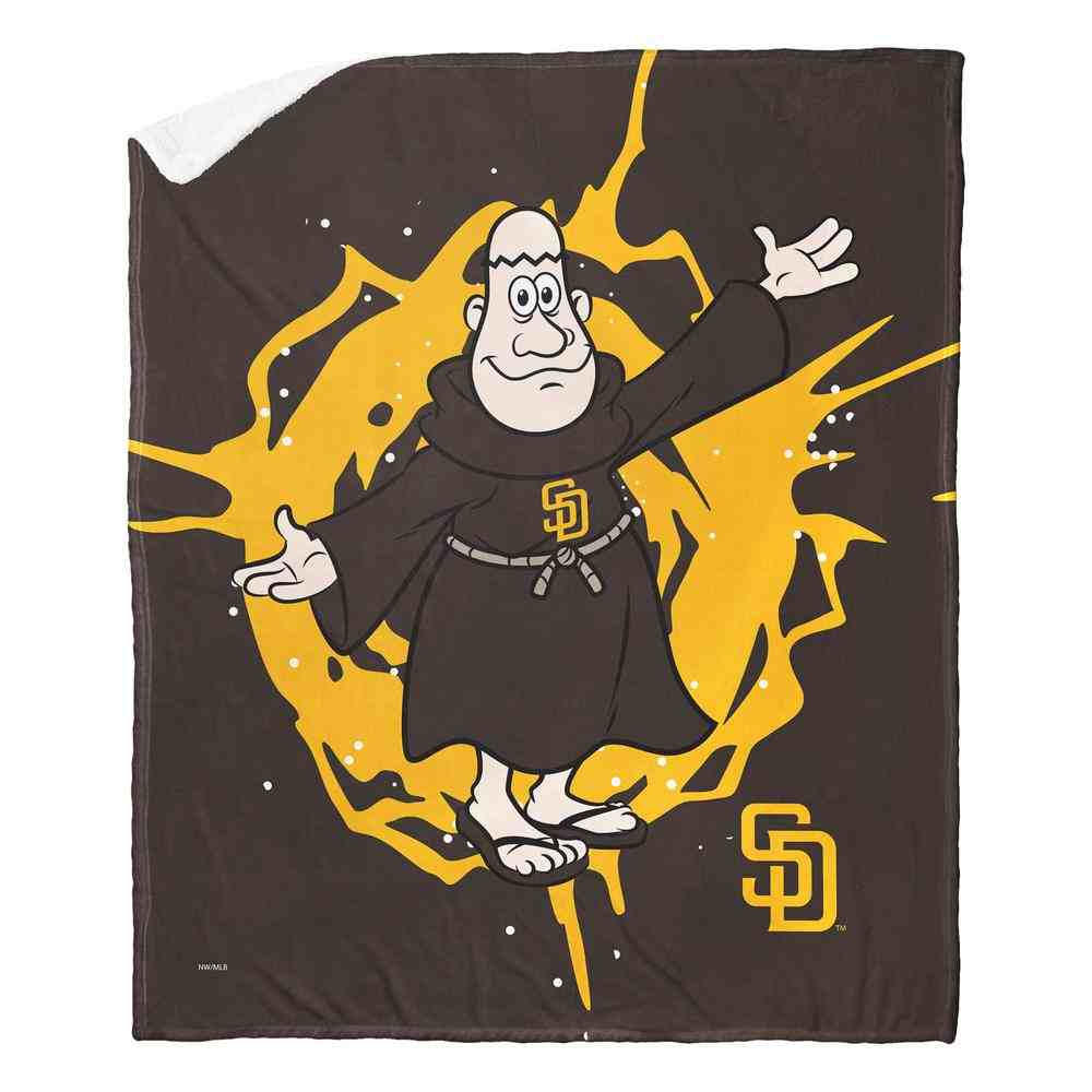 MLB San Diego Padres Mascot Silk Touch Sherpa Throw Blanket 50x60 Inches