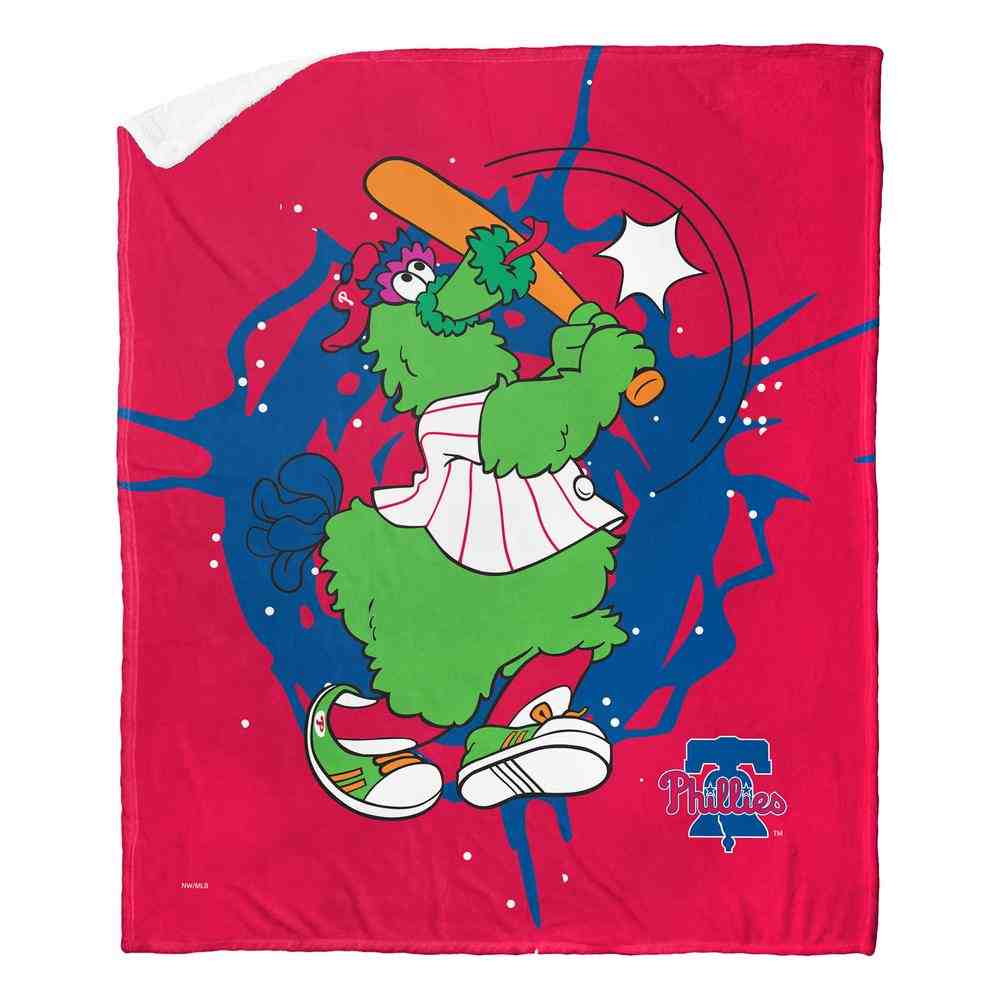 MLB Philadelphia Phillies Mascot Silk Touch Sherpa Throw Blanket 50x60 Inches