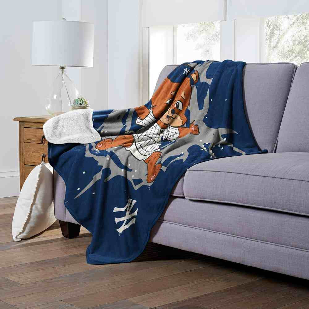 MLB New York Yankees Mascot Silk Touch Sherpa Throw Blanket 50x60 Inch