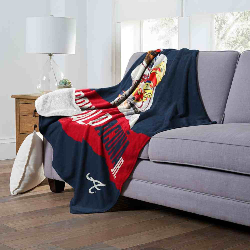 MLB Atlanta Braves Ronald Acuna Jr. Silk Touch Sherpa Throw Blanket 50x60 Inches