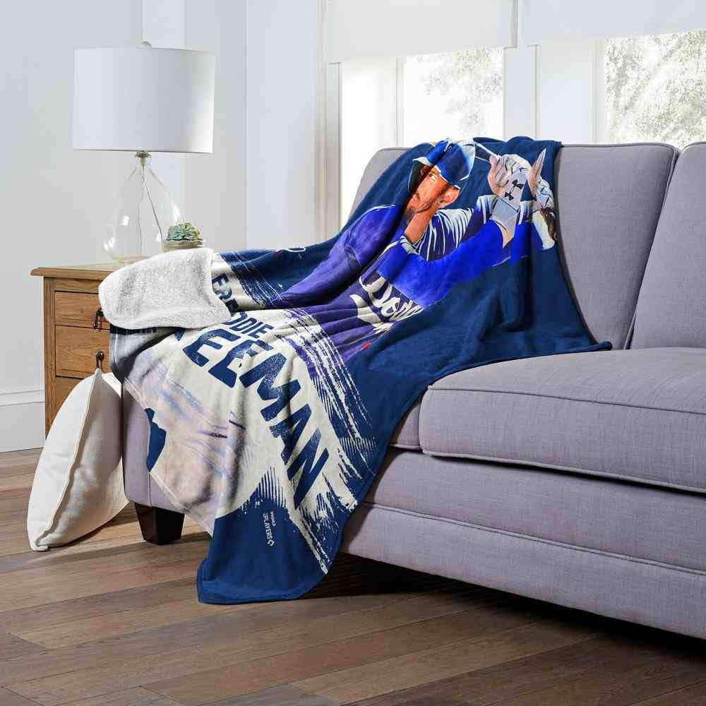 MLB Los Angeles Dodgers Freddie Freeman Silk Touch Sherpa Throw Blanket 50x60 Inches