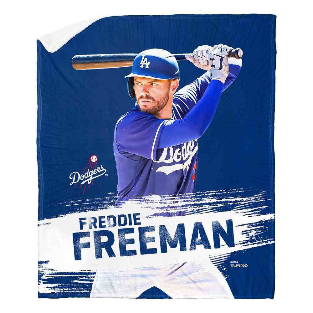 MLB Los Angeles Dodgers Freddie Freeman Silk Touch Sherpa Throw Blanket 50x60 Inches