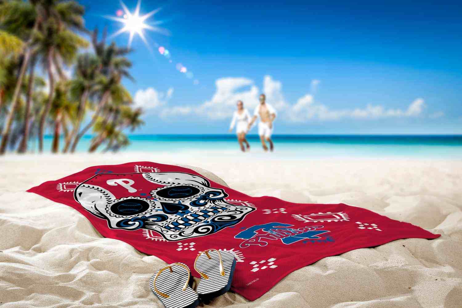 MLB Philadelphia Phillies Candy Skull Beach Towel 30x60 Inches