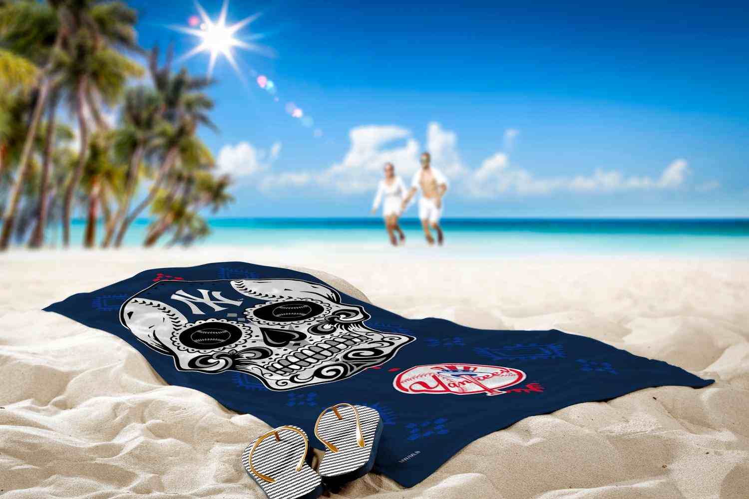 MLB New York Yankees Candy Skull Beach Towel 30x60 Inches