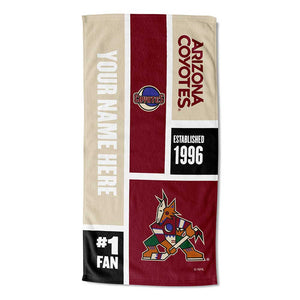 NHL Arizona Coyotes Colorblock Personalized Beach Towel 30x60 Inches