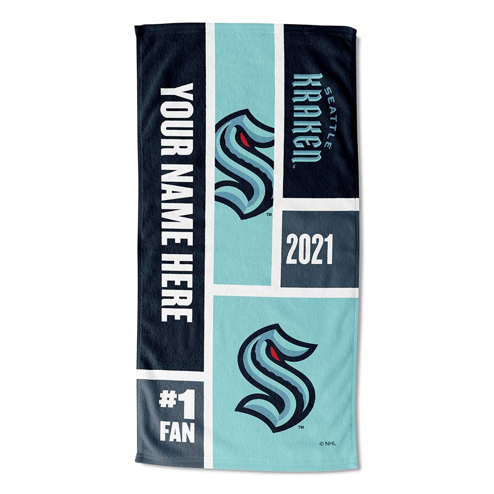 NHL Seattle Kraken Colorblock  Personalized Beach Towel