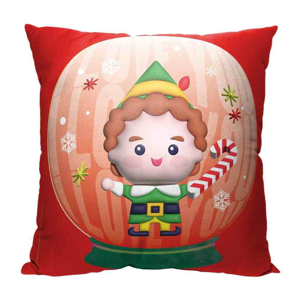 Warner Bros. Elf I Love You Snow Globe Throw Pillow 18x18 Inches