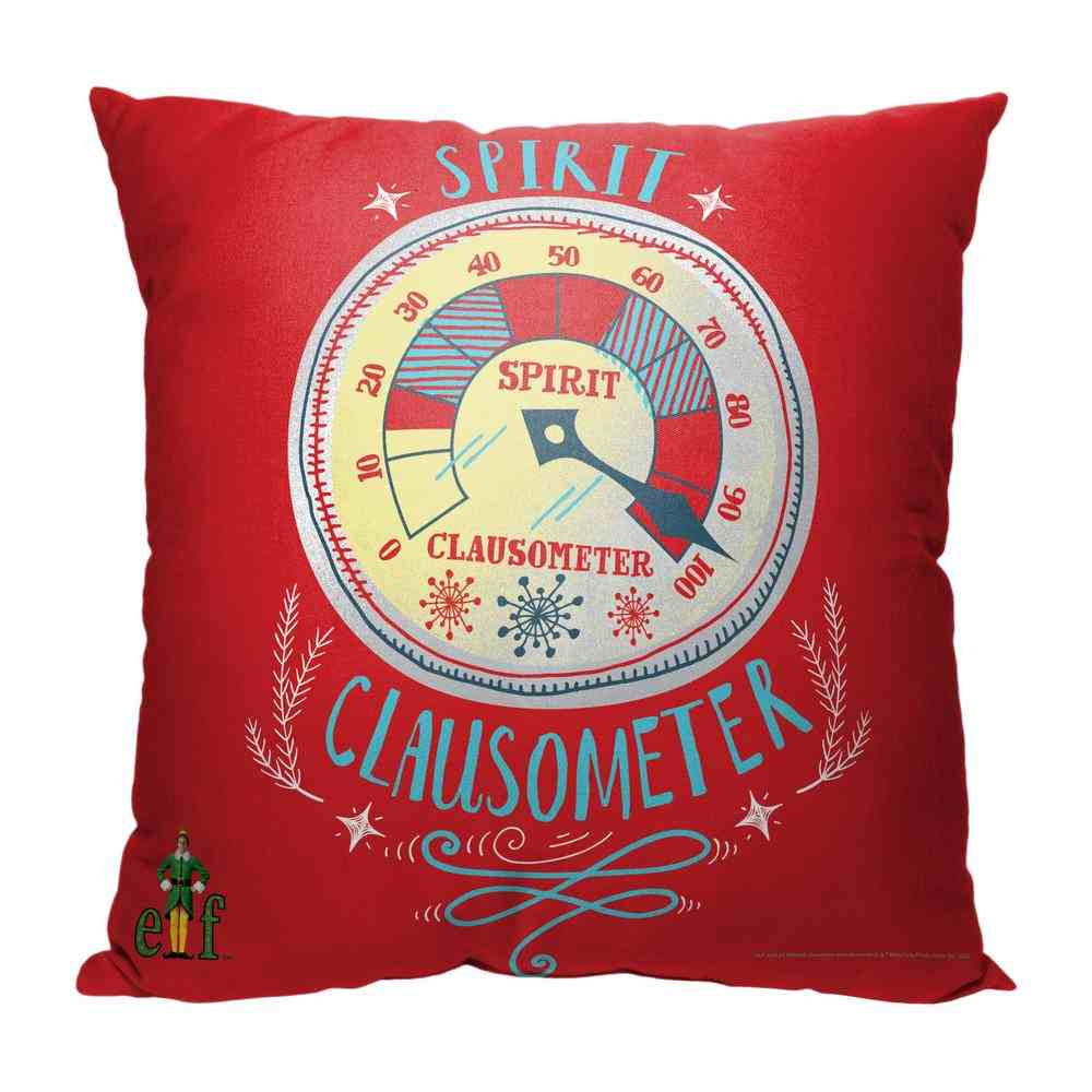 Warner Bros. Elf Spirit Clausometer Throw Pillow 18x18 Inches